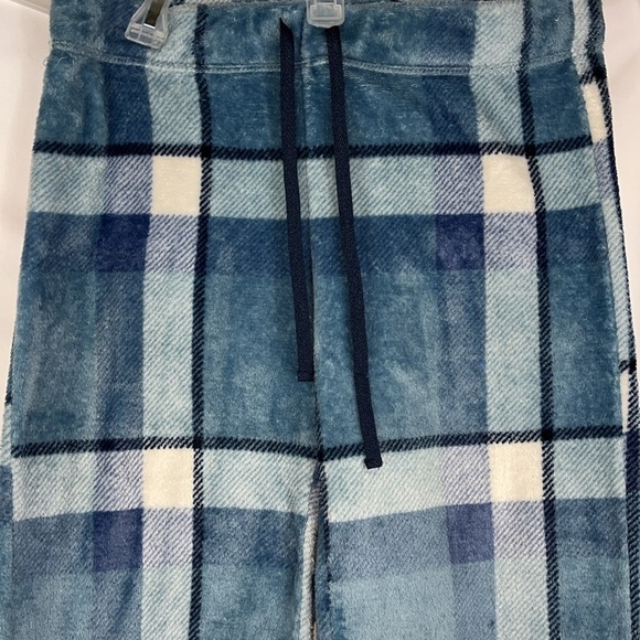 Secret Treasures cozy fuzzy plaid pajama pants in blue drawstring Sz S (4-6) - Picture 4 of 7